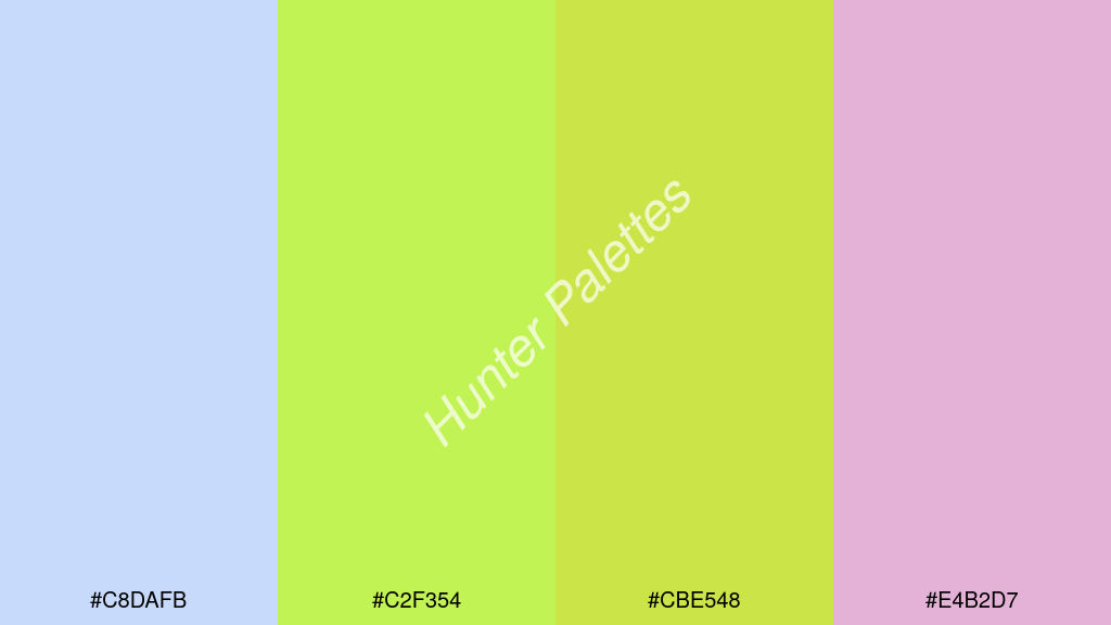 limezöld szín palettája a következőkkel: #c8dafb #c2f354 #cbe548 #e4b2d7
